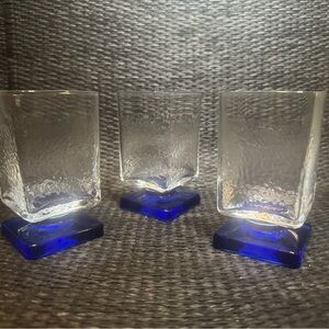 Bormioli Rocco Cobalt Blue Square Pedestal Glasses